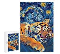 Puzzle 1000 PCS Sleeping Tiger in Starry Night Style Puzzles pour Adultes, Jouet, Décoration Murale, Motif À Assembler, Idéal comme Cadeau pour Toute La Famille 1000 PCS