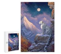 Puzzle 1000 PCS Snow Leopard Moonlit Mountain Puzzles pour Adultes Améliorent La Mémoire Interaction Parent-Enfant Casse-tête Jeux De Société en Famille 1000 PCS
