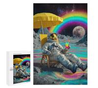 Puzzle 1000 PCS Space Beach Astronaut Relaxing with Rainbow Drink Puzzles pour Adolescents - Anti-Stress - Défi Éducatif - Idée Cadeau Et Anniversaire Unique 1000 PCS