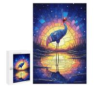 Puzzle 1000 PCS Stained Glass Crane at Sunset Puzzles pour Adultes, Jouet, Décoration Murale, Difficile, Difficile, Cadeaux Uniques pour Anniversaire Et Noël 1000 PCS