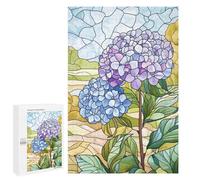 Puzzle 1000 PCS Stained Glass Hydrangeas Puzzles pour Adultes, Jouet, Décoration Murale, Difficile, Difficile, Cadeaux Uniques pour Anniversaire Et Noël 1000 PCS