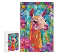 Puzzle 1000 PCS Stained Glass Llama Puzzles pour Adultes, Jouet, Décoration Murale, Cadeau d'anniversaire, Idéal pour Toute La Famille 1000 PCS