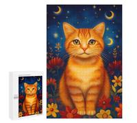 Puzzle 1000 PCS Starry Night Cat Garden -4 Puzzle pour Adolescents Améliorez Votre Mémoire Entraînez Votre Cerveau Et Vos Mains Jouets Addictifs pour Cultiver La Patience 1000 PCS