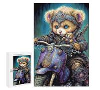 Puzzle 1000 PCS Steampunk Teddy Bear Motorcycle Art Print Puzzles pour Adultes - Cadeau d'anniversaire - Jeu Difficile Et Stimulant - Cadeaux