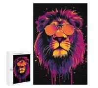 Puzzle 1000 PCS Stylish Lion Sunglasses Art Print Puzzles pour Adultes Améliorent La Mémoire Interaction Parent-Enfant Casse-tête Jeux De Société en Famille 1000 PCS
