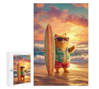 Puzzle 1000 PCS Surfing Cat Beach Fun Puzzle pour Adolescents Améliorez Votre Mémoire Entraînez Votre Cerveau Et Vos Mains Jouets Addictifs pour Cultiver La Patience 1000 PCS