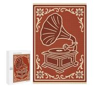 Puzzle 1000 PCS Vintage Gramophone Art Deco Illustration Puzzles pour Adolescents Course De Vitesse Manuelle Activités Amusantes À La Maison Jeu Stimulant Et Jeu en Famille 1000 PCS