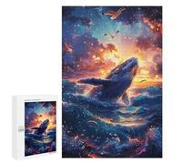 Puzzle 1000 PCS Whale Breaching at Sunset with Seagulls Puzzles pour Adultes, Jouet, Décoration Murale, Difficile, Difficile, Cadeaux Uniques pour Anniversaire Et Noël 1000 PCS