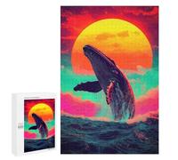 Puzzle 1000 PCS Whale Jumping Sunset Puzzles pour Adultes, Jouet, Décoration Murale, Difficile, Difficile, Cadeaux Uniques pour Anniversaire Et Noël 1000 PCS