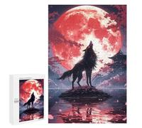 Puzzle 1000 PCS Wolf Howling at Full Moon Puzzle pour Adolescents Améliorez Votre Mémoire Entraînez Votre Cerveau Et Vos Mains Jouets Addictifs pour Cultiver La Patience 1000 PCS