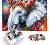 Puzzle 1000 Piece Adult Acrylic Majestic Blossoming Elepha for Age 14+ Each Piece is Unique - Fun and challenging Game for The Whole Family As a Gift for The Whole Family and Friends。
