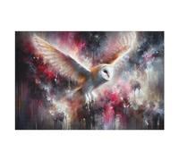 Puzzle 1000 pièces (75 x 50 cm) Abstrait Barn Owl in Flight Painting Jeu de puzzle pour adultes, jeu délicat, cadeau d'anniversaire, cadeaux uniques pour anniversaire et Noël, 1000 pièces (75 x 50 cm)