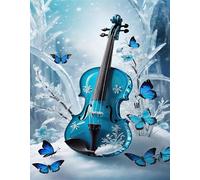Puzzle 1000 pièces,75x50 cm Puzzles pour Adultes,Jeux éducatif Puzzles Classiques Défi Jouets Cadeaux pour Puzzle de Décoration Familiale - Guitare Papillon Bleu