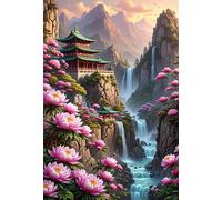Puzzle 1000 pièces,75x50 cm Puzzles pour Adultes,Jeux éducatif Puzzles Classiques Défi Jouets Cadeaux pour Puzzle de Décoration Familiale - Fleurs de la Cascade du Palais