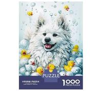 Puzzle 1000 Pièces A American Eskimo Dog Puzzle Adulte, Casse-tête, Découpe De Précision, Cadeau Unique pour Anniversaire Et Noël 52x38cm/1000pcs