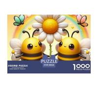 Puzzle 1000 pièces Abeille Amour Fleur, Cadeau pour Hommes et Femmes - Mignonne Abeille Marguerite, Activité Familiale 38x26cm