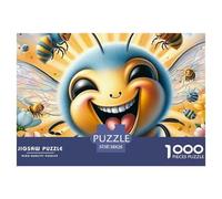 Puzzle 1000 Pièces Abeilles Joyeuses, Abeille Souriante avec Marguerites, Décoration Murale, Anti-Stress pour Adultes 38x26cm/1000pcs