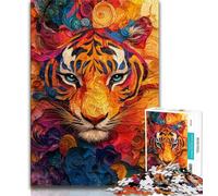 Puzzle 1000 pièces Abstrait et coloré représentant Un Tigre, idéal pour Les Adultes, idéal pour soulager Le Stress et Les défis (50x75cm)