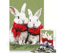 Puzzle 1000 pièces Adolescents Lapins Adorables Jeu Intelligent pour Partager des Moments Complices Découpe Lisse Liste de souhaits du Père Noël 38x26cm