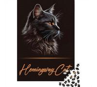 Puzzle 1000 Pièces, Adorable Hemingway Cat, Cadeau De Noël, 38x26cm/1000pcs