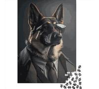 Puzzle 1000 pièces adulte berger allemand puzzle rectangulaire créatif puzzle en papier cadeau de Noël pour amis et famille 1000 pièces (38 x 26 cm)