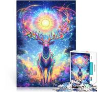 Puzzle 1000 pièces Adulte Cerf couronné de l'univers Fait de Papier,pour Les 14 Ans et Plus Décoration Parfaite Jouets Cadeaux。Taille:38x52cm/14.9x20.4pouce