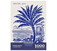 Puzzle 1000 Pièces Adulte, Cuban Beach Scene with Palm Tree, Divertissement Intérieur, Cadeau pour Adultes, Pièces Durables, 52x38cm/1000pcs