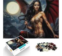 Puzzle 1000 pièces Adulte Déesse Ange Noir Fait de Bois pour Les 14 Ans et Plus pour Jeu éducatif défi Jouet Cadeau pour Les Anniversaires。Taille：50x75cm/19.68x29.52pouce