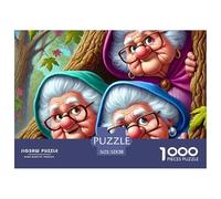 Puzzle 1000 pièces Adulte Difficile Vieilles Femmes Regardant, Scène Trois Grand-Mères Observant Arbre, Jeu Éducatif Anti-Stress Cadeau 52x38cm