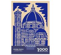 Puzzle 1000 Pièces Adulte, Duomo Di Firenze Blue Illustration, Expérience Puzzle Relaxante, Cadeau De Fin D’Année, Pièces Durables, 52x38cm/1000pcs