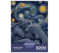 Puzzle 1000 Pièces Adulte, Elephant Under Starry Night, Activité Relaxante, Divertissement D’Hiver, Pièces Durables, 38x26cm/1000pcs