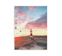 Puzzle 1000 Pièces Adulte en Papier，Côte Nord-Allemande féerique avec Un Phare sur la Plage de Sylt，Premium Puzzle dès 14 Ans（38x26cm）-AP88
