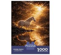 Puzzle 1000 Pièces Adulte, Enchanted Forest Horse Reflection, Divertissement Intérieur, Idée Cadeau Noël, Pièces Durables, 70x50cm/1000pcs