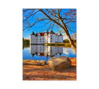 Puzzle 1000 Pièces Adulte Enfant Adultes en Papier Puzzles，Château Glücksburg - Schleswig-Holstein，Cadeau Déco À La Maison Moderne Festival Bricolage Cadeau Jeu Intellectuel（38x26cm）-AA40