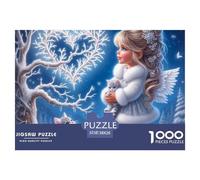 Puzzle 1000 pièces Adulte Fille Ange d'hiver 38x26cm - Fille Ange Chat, Difficile extrême, décoration Murale idée Cadeau