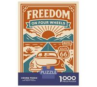 Puzzle 1000 Pièces Adulte, Freedom on Four Wheels Route 66, Loisir Créatif, Cadeau De Fin D’Année, Découpe Précise, 52x38cm/1000pcs