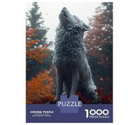 Puzzle 1000 Pièces Adulte, Howling Wolf in Autumn Forest, Activité Relaxante, Cadeau De Fin D’Année, Pièces Haute Qualité, 52x38cm/1000pcs