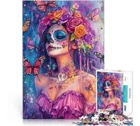 Puzzle 1000 pièces Adulte Jour des Morts Femmes Fait de Papier，pour Les 14 Ans et Plus Jouets pour Le Divertissement Familial Cadeaux du Père Noël Secret。Taille：26x38cm/10.24x14.96pouce