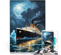 Puzzle 1000 pièces Adulte Le Titanic Fabriqué en Carton pour Les 14 Ans et Plus décoration Murale Cadeau d'anniversaire de Noël。Taille：38x52cm/14.96x20.47pouce