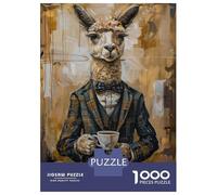 Puzzle 1000 Pièces Adulte, Llama and Coffee, Expérience Puzzle Relaxante, Cadeau De Fin D’Année, Pièces Haute Qualité, 70x50cm/1000pcs