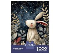 Puzzle 1000 Pièces Adulte, Rabbit Under Starry Night Illustration, Divertissement Intérieur, Idée Cadeau Noël, Carton Épais Premium, 52x38cm/1000pcs