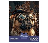 Puzzle 1000 Pièces Adulte, Steampunk Pug Dog, Divertissement Intérieur, Idée Cadeau Noël, Pièces Durables, 38x26cm/1000pcs
