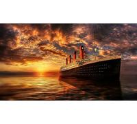 Puzzle 1000 Pieces Adulte Titanic sous Le Ciel du Crépuscule 75 * 50Cm