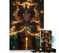 Puzzle 1000 pièces Adulte Wolf Girl Neon Katana Jeu de réflexion et d'exercice Ajustement Parfait Activité de Partage et de complicité pour Les Proches (38x26cm)