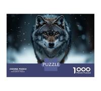 Puzzle 1000 Pièces Adulte, Wolf in Winter Snowfall Portrait, Activité Relaxante, Cadeau De Fin D’Année, Pièces Haute Qualité, 52x38cm/1000pcs