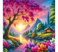 Puzzle 1000 Pièces Adultes Arbre du lac de Montagne 65x65cm 1000 pièces Puzzles pour Adultes Jeu éducatif défi Jouet, Puzzle Impossible pour Toute la Famille