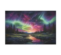 Puzzle 1000 Pièces Adultes, Aurores boréales en Norvège Puzzles pour Enfants, en Bois Cadeaux, Jeu Familial Amusant （75×50cm）