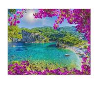 Puzzle 1000 Pièces Adultes，Baie avec Eau cristalline à Paleokastritsa, île de Corfou, Grèce，Papier Puzzle Classique Puzzle pour Garçons Filles HD Impression Affiche Cadeau De Noël（38x26cm）-Y8