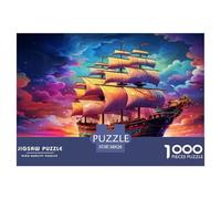 Puzzle 1000 Pièces Adultes - Bateau à Voile Fantasy | Mer Onirique Voyage - Jeu Très Difficile Éducatif Décoration 38x26cm