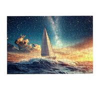 Puzzle 1000 Pièces Adultes Bateau, Puzzle Adulte 1000 Pièces, Vague Puzzles Classiques pour Activité Familiale Jeux Educatifs, Grand Puzzles en Bois avec Boite pour Cadeau Homme, Decor Chambre -3249
